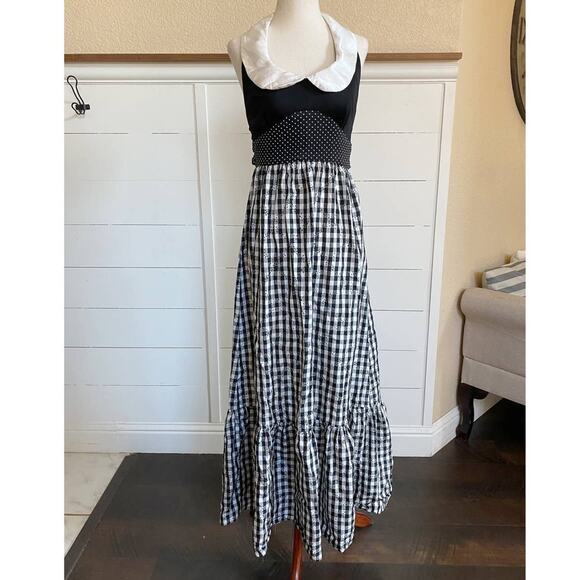American Vintage Dresses & Skirts - VTG RARE Young Edwardian Arpeja Black and‎ White Gingham Maxi dress sz 7